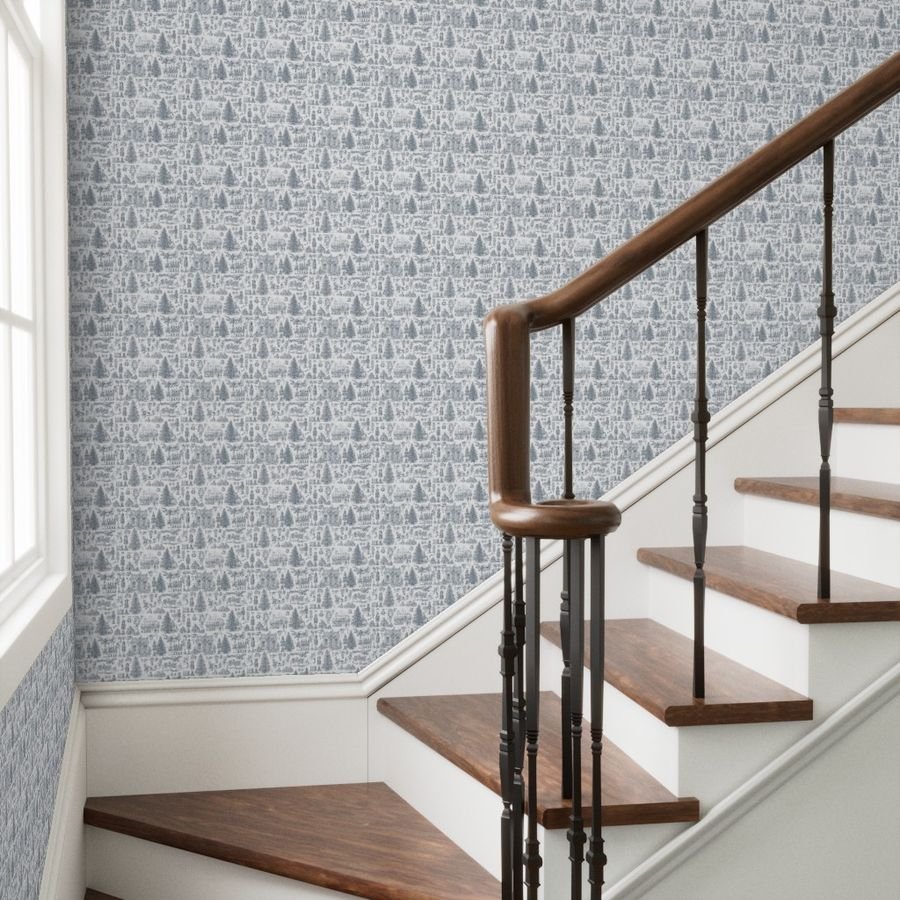 Christmas Nutcracker Toile Midnight Navy Design Collection Home Styling Collection rocking horse wallpaper
