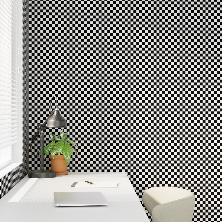 Black and White Checkerboard 3/4 inch-Check Interior Collection Interior Collection checked plaid wallpaper