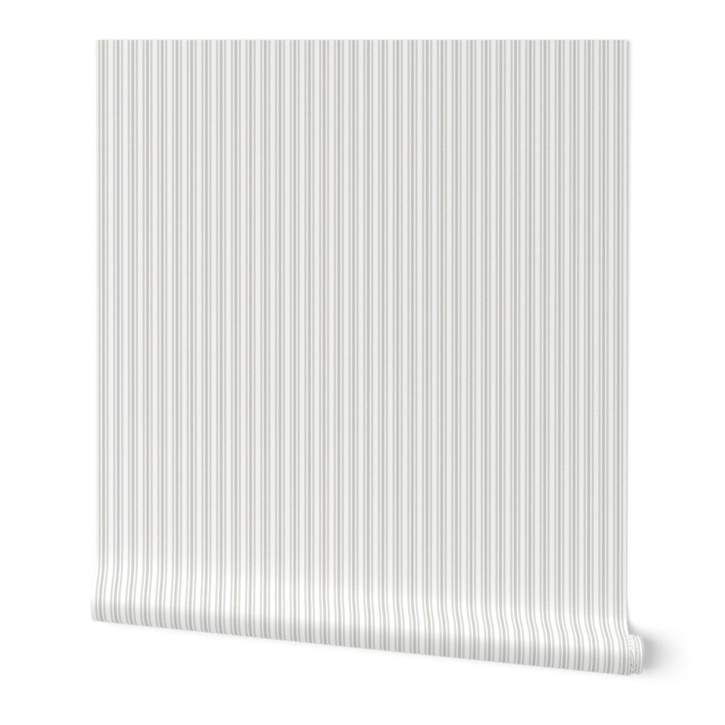 Warm Beige Thin Ticking Stripes on White Wallpaper earth tone wallpaper