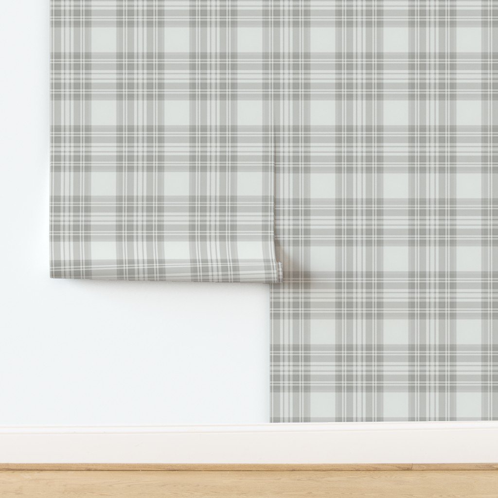 Driftwood Grey Large Traditional Tartan Plaid Pattern Wallpaper design