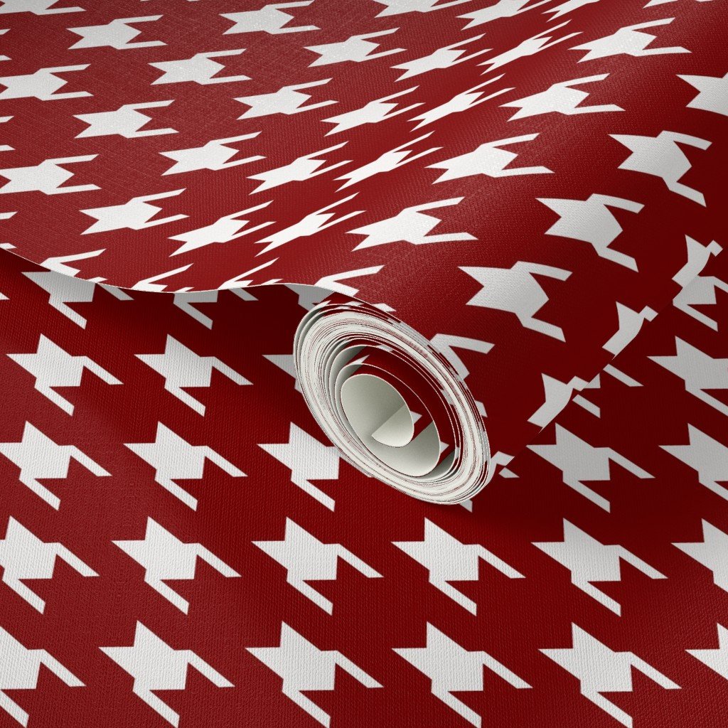 Large Dark Christmas Candy Apple Red Houndstooth Check Home Styling Collection Home Decor Collection apple red wallpaper