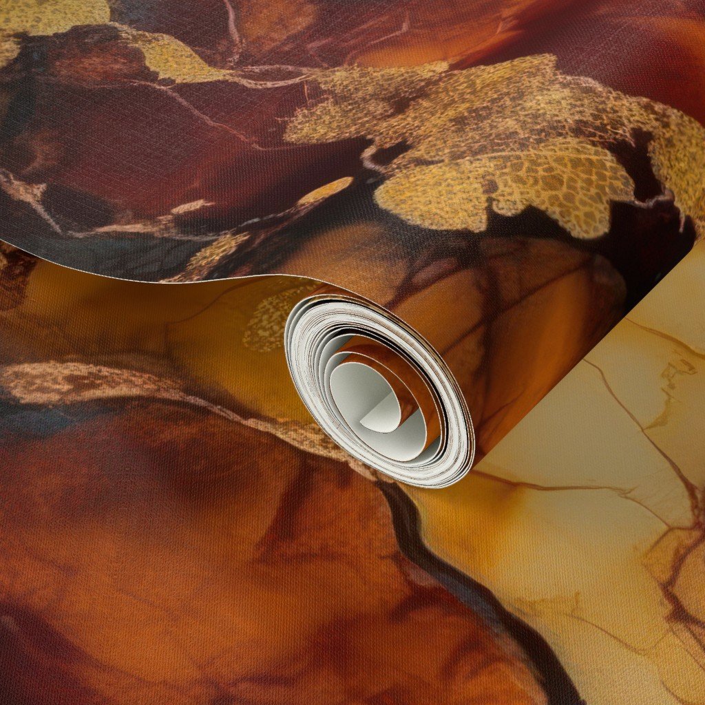Amber and Gold Alcohol Ink 4 Interior Collection Home Styling Collection metallic swirls wallpaper