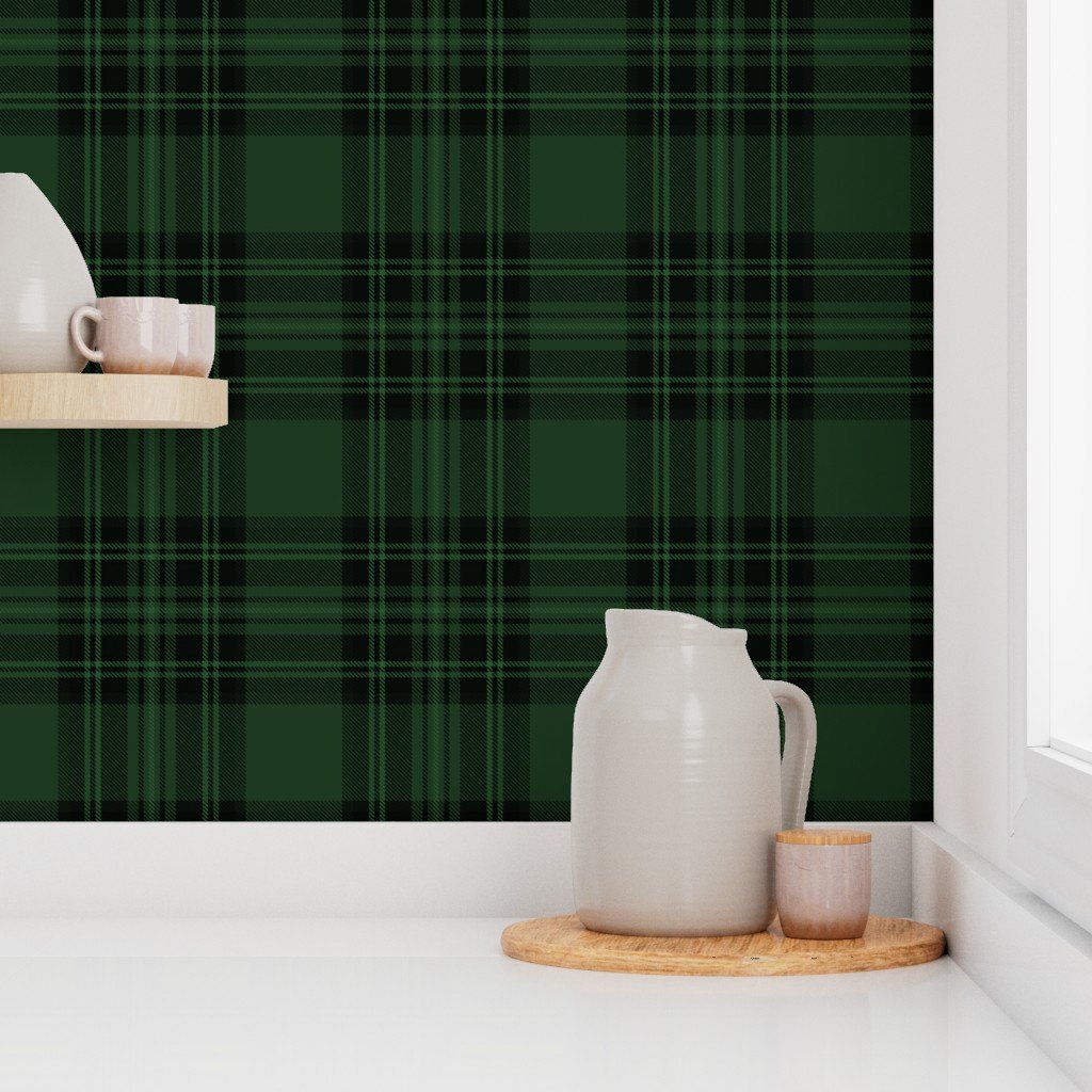 Jumbo Hunter Green Christmas Stewart Tartan Design Collection Decor Collection tartan plaid wallpaper