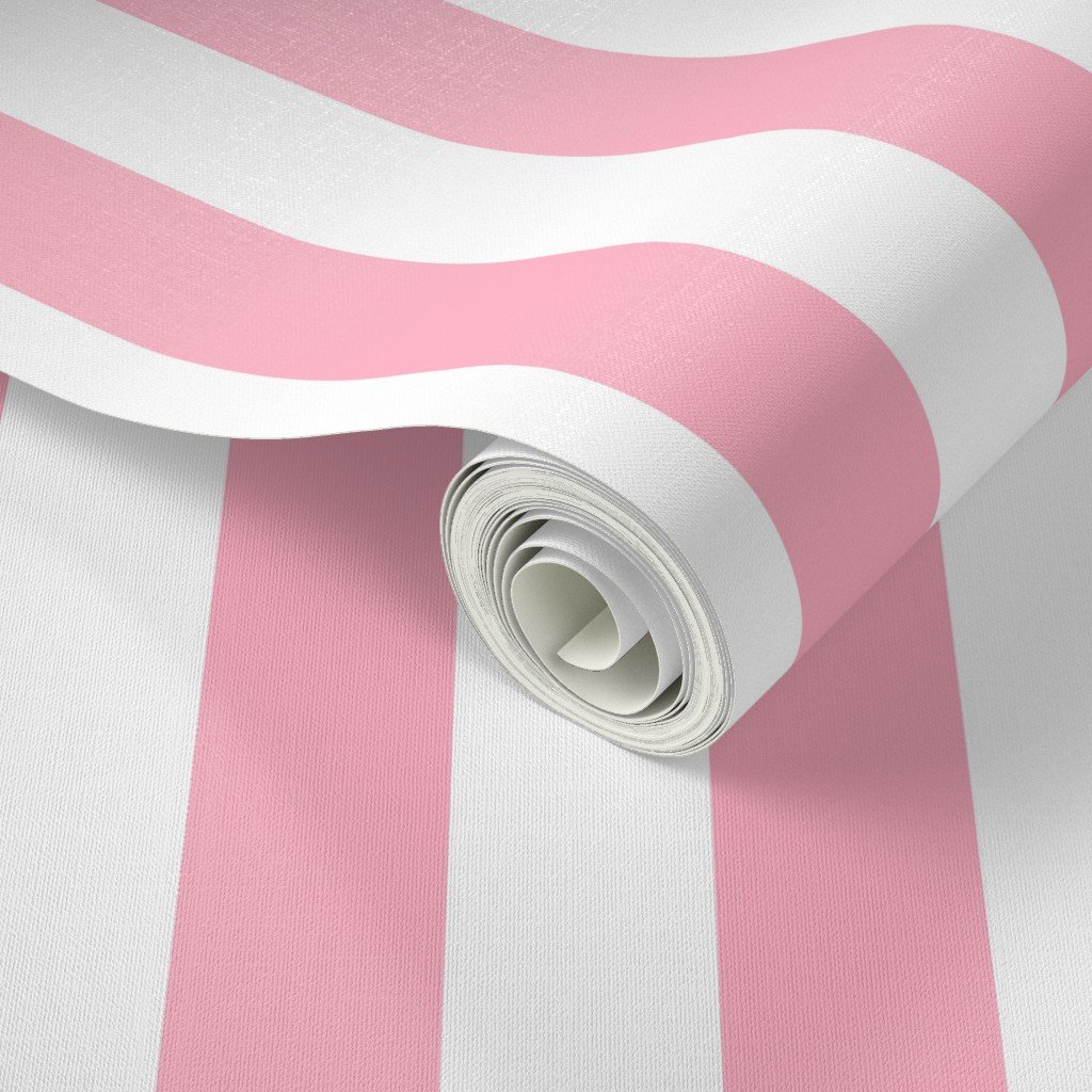 2 inch Wide Vertical Palm Beach Pink and White Cabana Stripes Home Styling Collection Home Decor Collection vertical stripes wallpaper