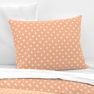 One Inch Polka Dot Spots in Peach Fuzz Color of the Year 2024 and White Home Decor Collection Home Decor Collection polka dots pillow sham design