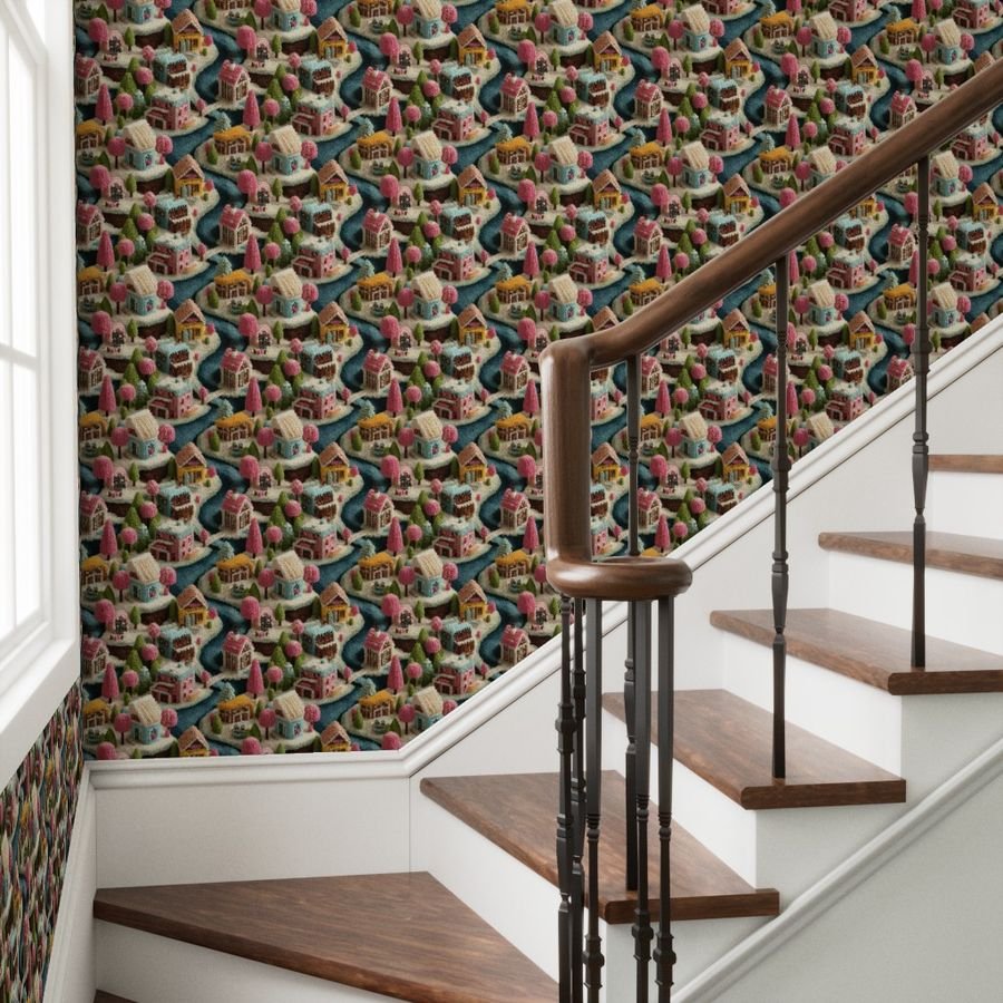 Whimsical Crocheted Christmas Candy Land Village Home Styling Collection Home Decor Collection cozy wallpaper