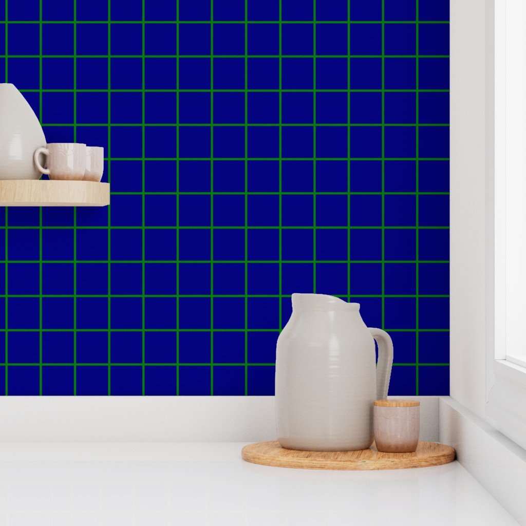 Green and Navy 2 Inch Grid Home Styling Collection Home Styling Collection navy geometric wallpaper