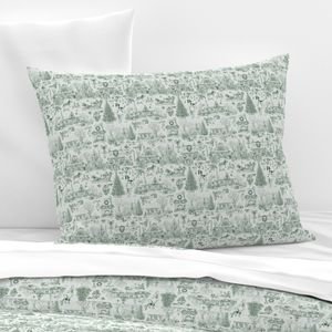 Christmas Dogs Toile Forest Green Decor Collection Design Collection green toile pillow sham design
