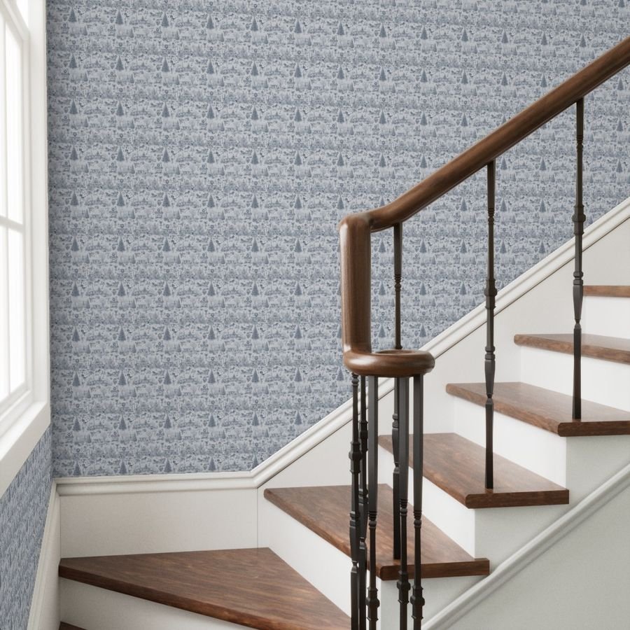 Christmas Dogs Toile Midnight Navy Home Decor Collection Decor Collection christmas dogs wallpaper