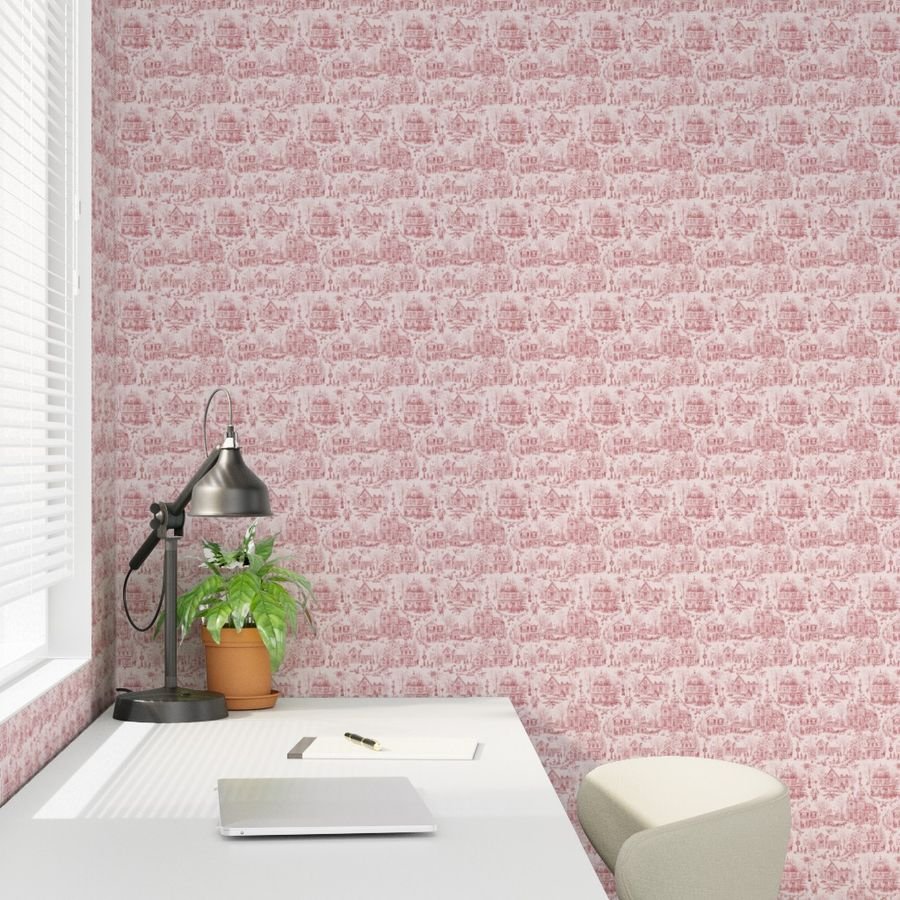 Victorian Christmas Village Toile Christmas Red Home Decor Collection Interior Collection victorian christmas wallpaper