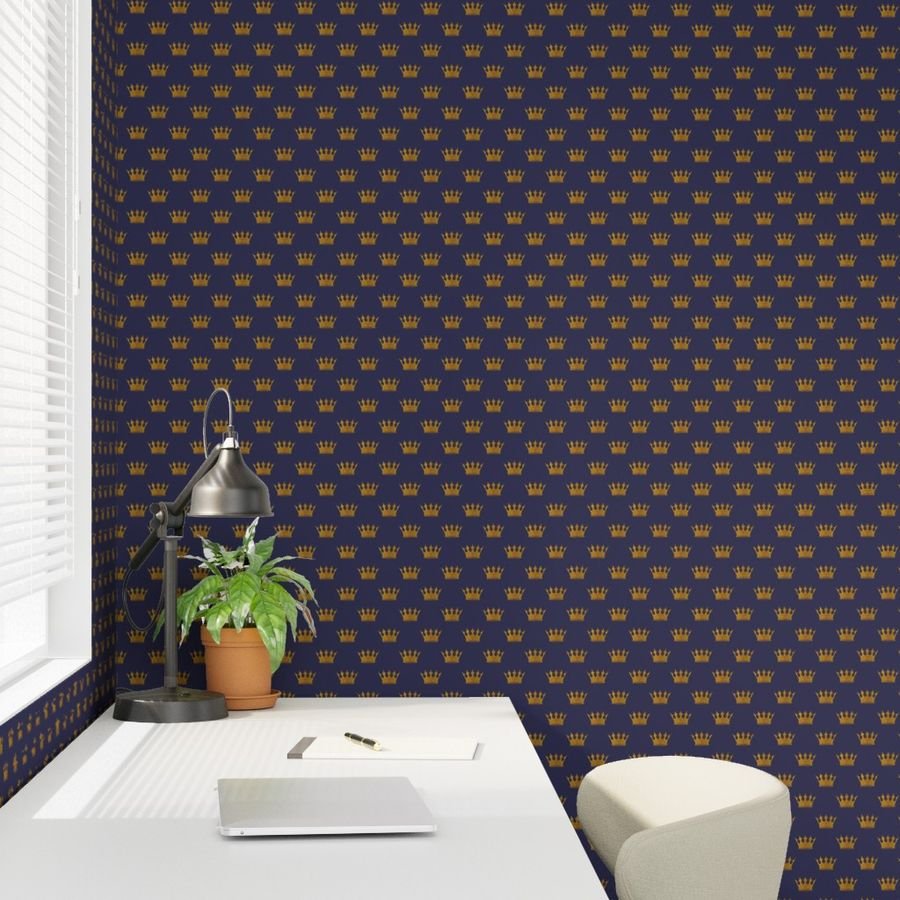 Mini Gold Crowns on Royal Blue Design Collection Interior Collection royal blue and gold wallpaper