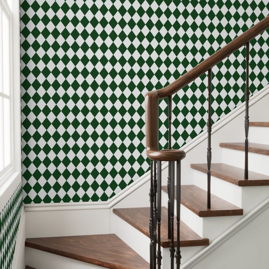 Hunter Green Modern Diamond Pattern Decor Collection Home Styling Collection hunter green diamond wallpaper