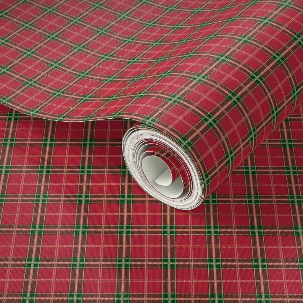 Christmas Berry Red and Green Tartan with Beige and White Lines Home Styling Collection Decor Collection green tartan wallpaper