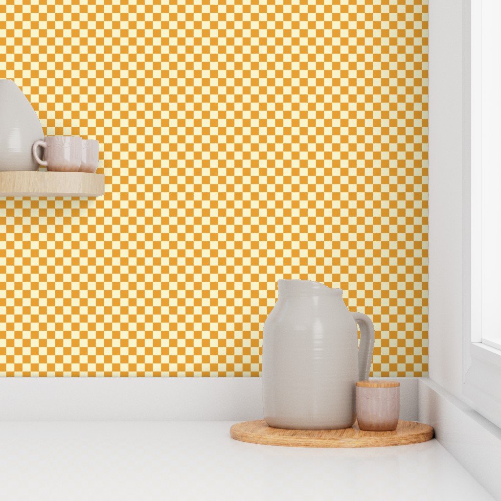 Harvest Gold and Cream Checkerboard Squares Wallpaper checked squares wallpaper