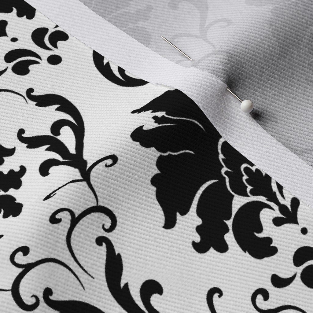 Black on White Jumbo Fleur Damask Motif Fabric design fabric