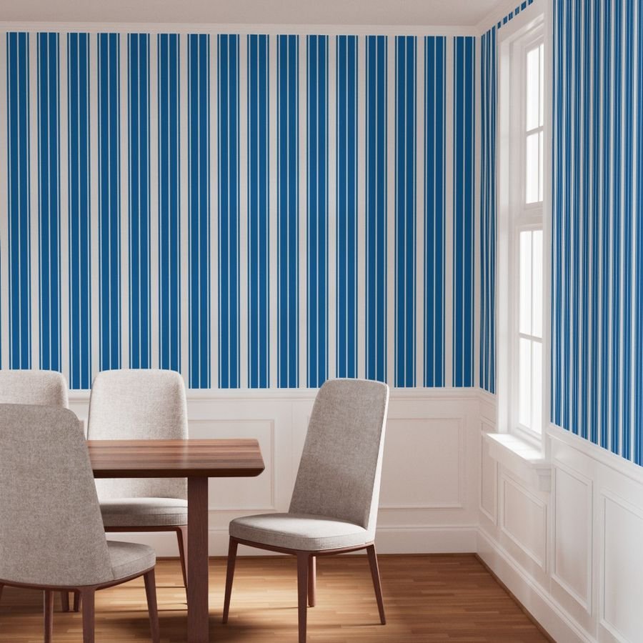 Biscayne Bay Blue and White Vertical French Stripe Wallpaper biscayne bay blue wallpaper