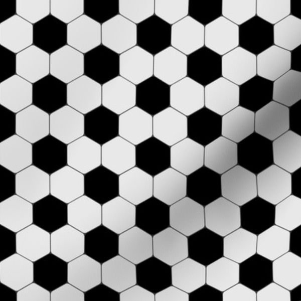 Mini Classic Soccer Football Hexagonal Black and White Seamless Print Design Collection Home Decor Collection black and white fabric design