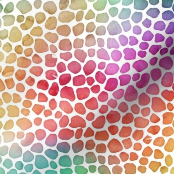 Rainbow Bright Pastel Mosaic Watercolor Spots in Mirror Repeat Decor Collection Home Styling Collection mirror repeat fabric design