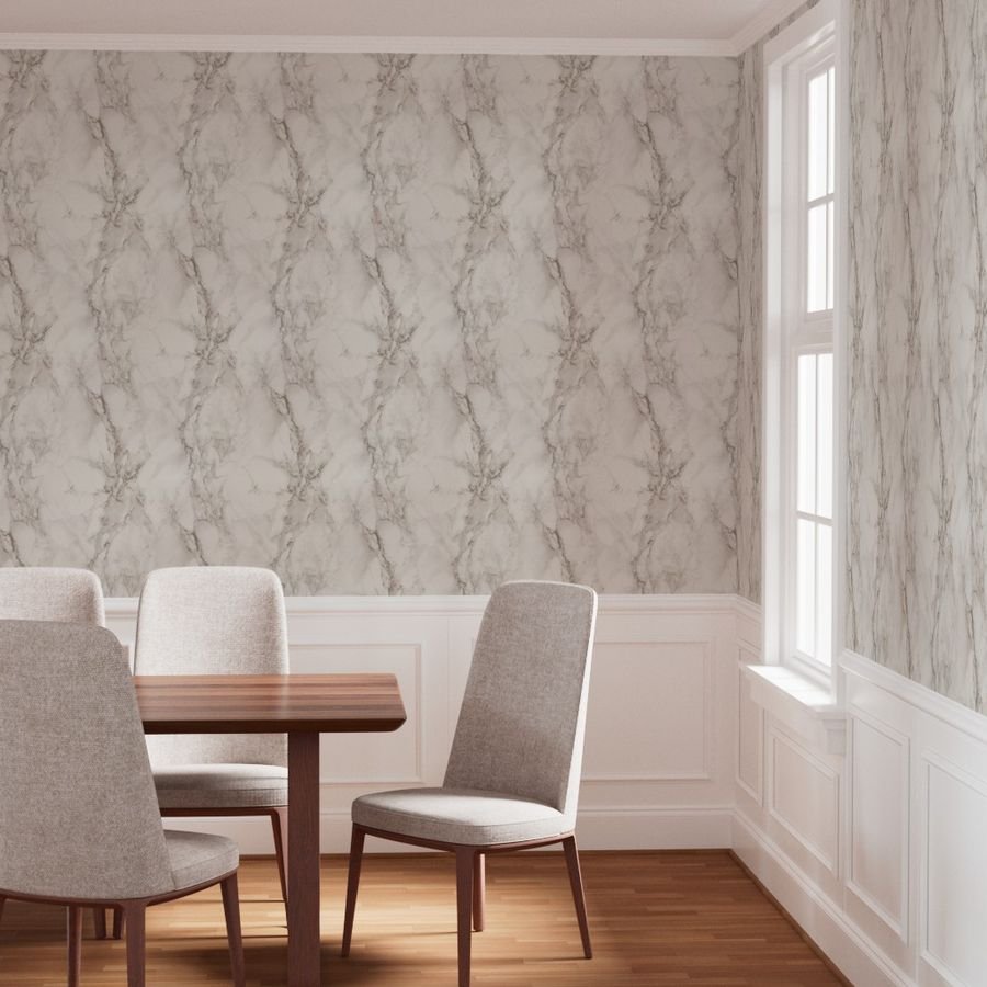 Classic Beige and White Marble Natural Stone Veining Quartz Wallpaper lux luxury wallpaper