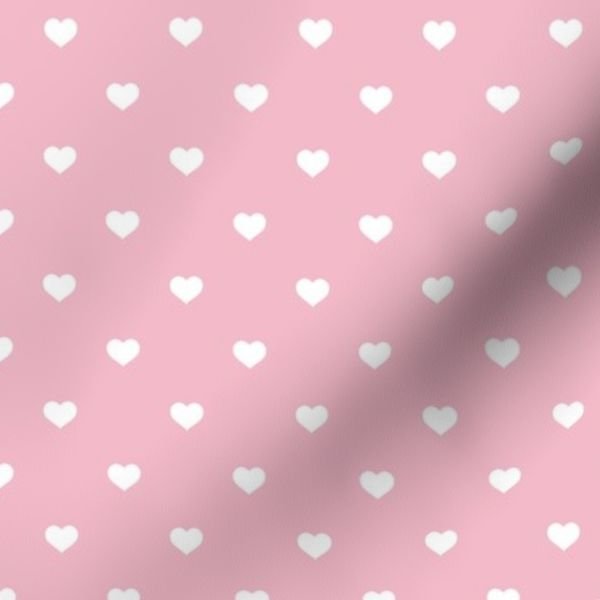 Mini White Valentines Polkadot Love Hearts on Cotton Candy Background Home Styling Collection Design Collection cotton candy fabric design