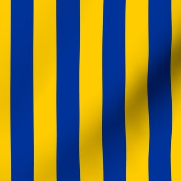 School Colors Vertical One Inch Stripe Blue and Gold Mairemont HS Interior Collection Home Styling Collection blue and gold fabric design
