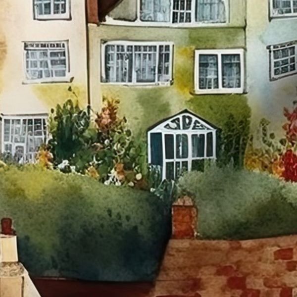 English Village Houses in Watercolor Home Styling Collection Home Decor Collection english town fabric design