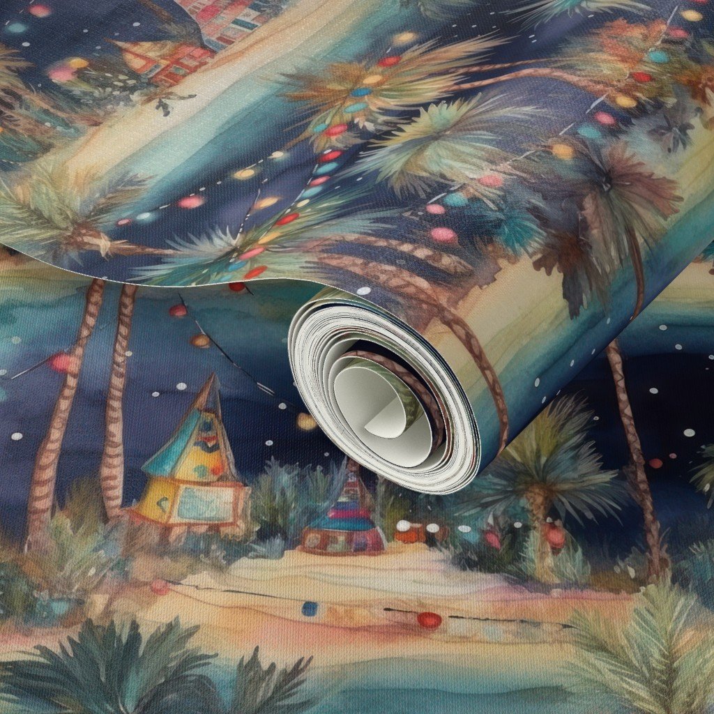 Florida Christmas Party Watercolor Wallpaper christmas lights wallpaper