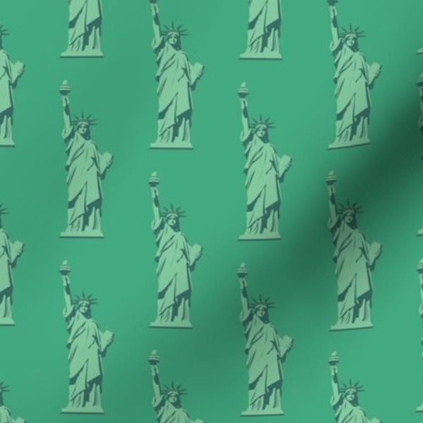 Mini Lady Liberty Statues Repeat in Beguiling Green Decor Collection Home Styling Collection beguiling green fabric design