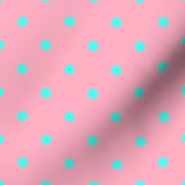 Small Polka Dots in South Beach Aqua Blue on Palm Beach Pink Interior Collection Home Decor Collection aqua blue fabric design
