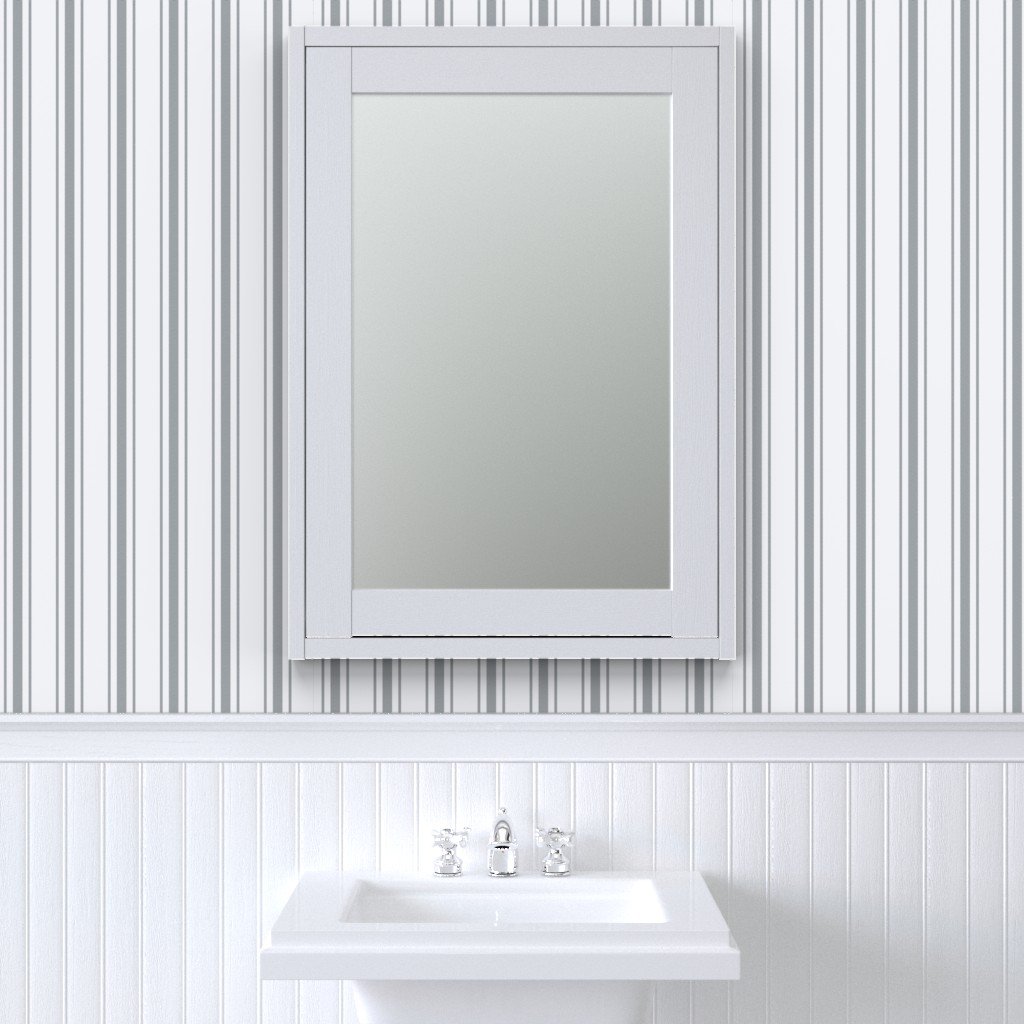 Grey Blue French Provincial Ticking Stripe on Off-White Wallpaper blue ticking wallpaper