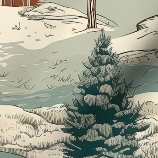 Small Montana Winter Cabins Montana with Evergreens Design Collection Home Decor Collection montana forest fabric design