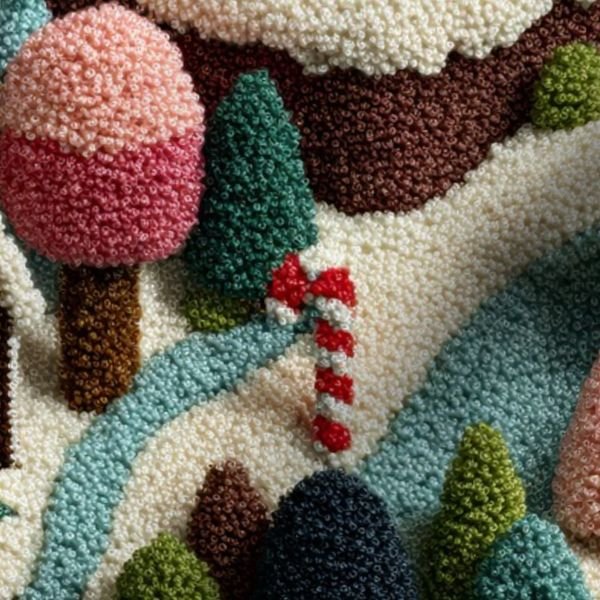 Gingerbread Crocheted Christmas Candy Land Village Home Decor Collection Interior Collection candyland fabric design