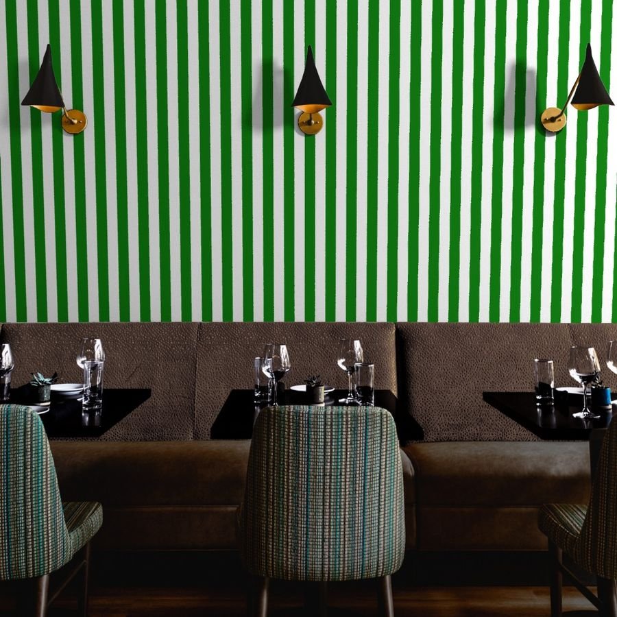 Classic Green and White 2 Inch Vertical Stripes Wallpaper 2 inch wallpaper