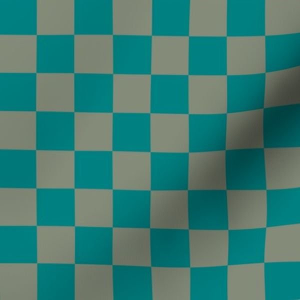 Classic Teal and Sage Green 1 Inch Check Home Decor Collection Design Collection 1 inch fabric design