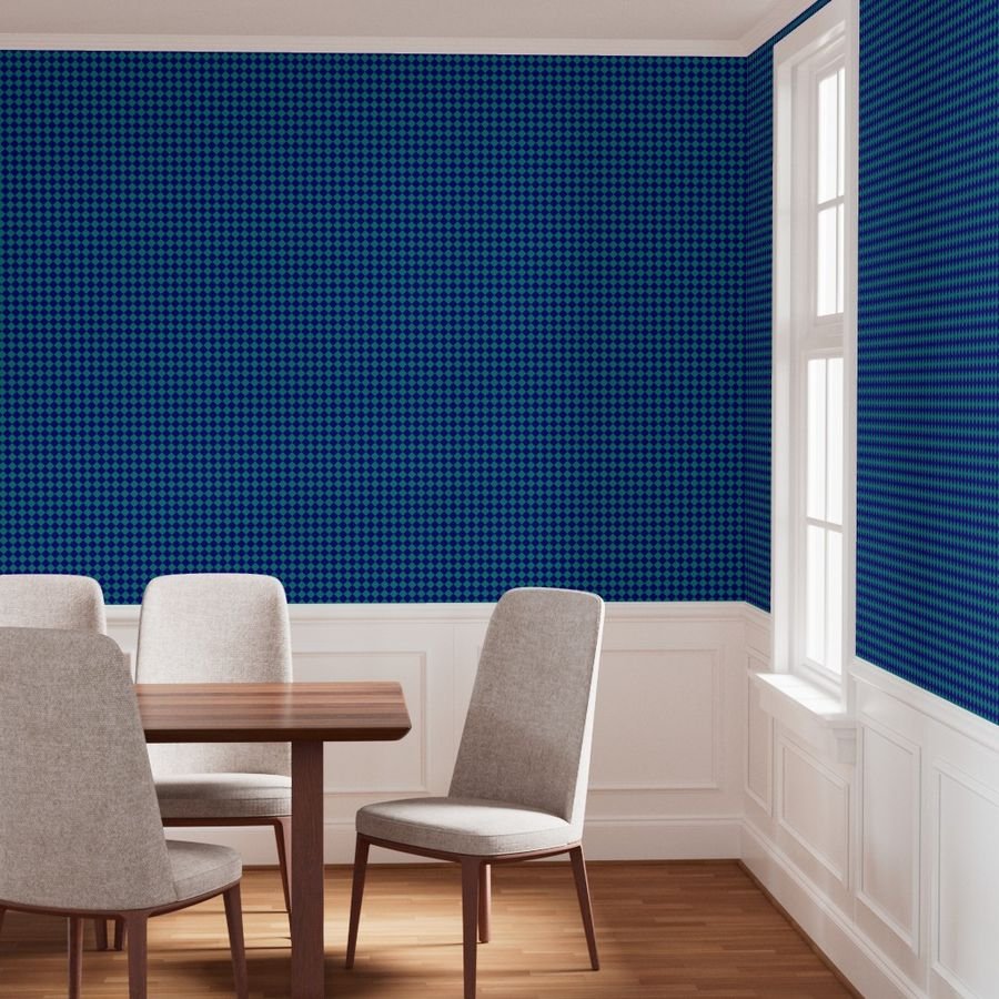 Classic Teal and Navy 1 Inch Diagonal Check Wallpaper 1 inch wallpaper