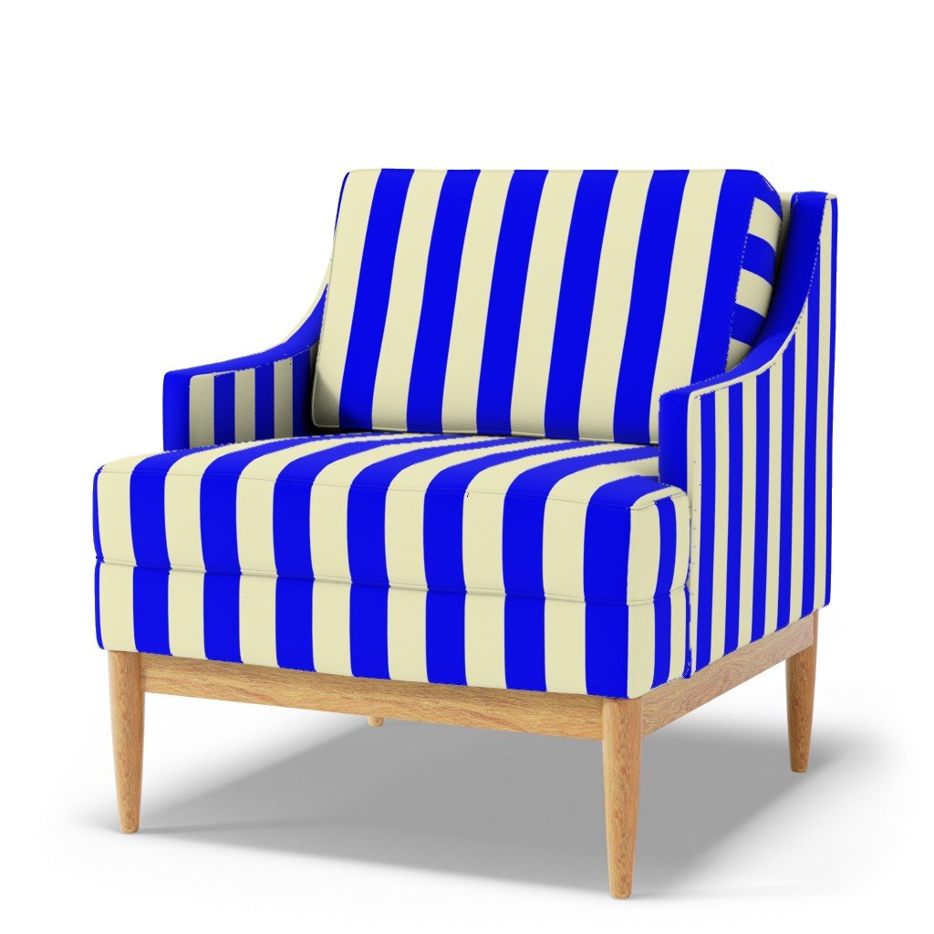 Classic Blue and Cream White 2 Inch Vertical Stripes Fabric design fabric