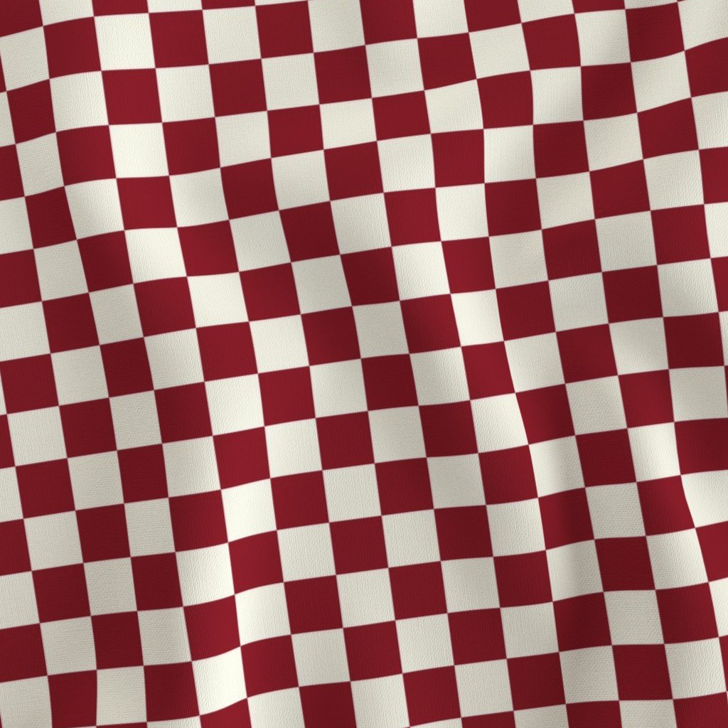 Classic Burgundy and Ivory 1 Inch Check Fabric design fabric
