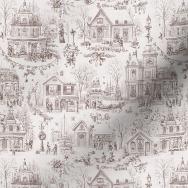 Victorian Christmas Village Toile Chocolate Brown Home Decor Collection Home Decor Collection brown toile fabric design
