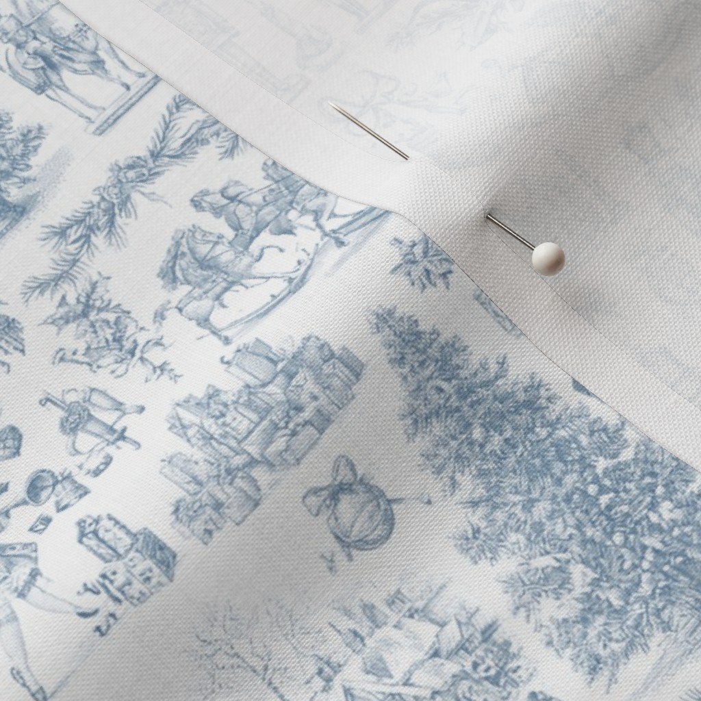 Christmas Nutcracker Toile Blue Fabric design fabric