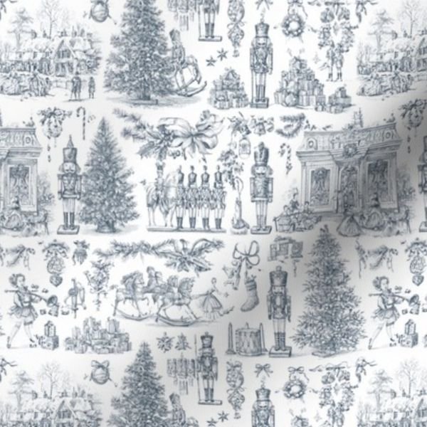 Christmas Nutcracker Toile Midnight Navy Design Collection Home Styling Collection christmas nutcracker fabric design
