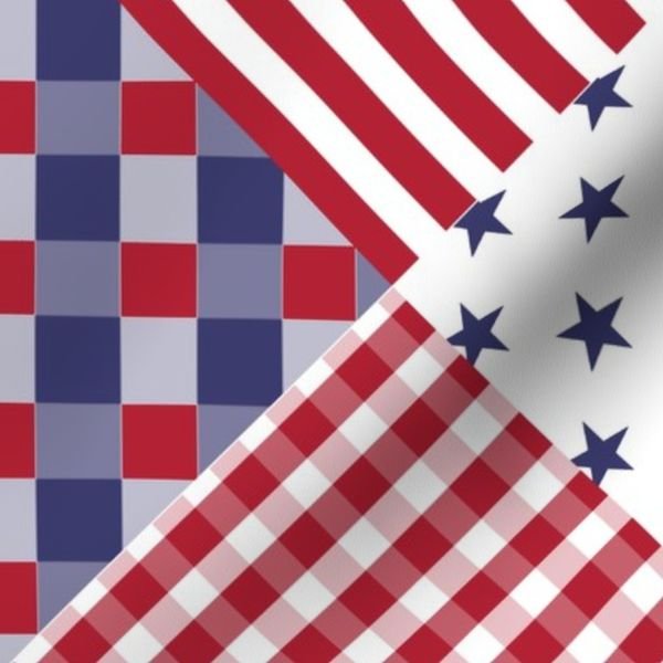 USA Americana Patchwork Red White & Blue Quilt Patterns Decor Collection Interior Collection 4th july fabric design