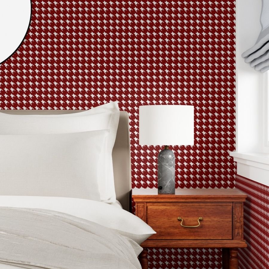 Large Dark Christmas Candy Apple Red Houndstooth Check Home Styling Collection Home Decor Collection apple red houndstoot wallpaper