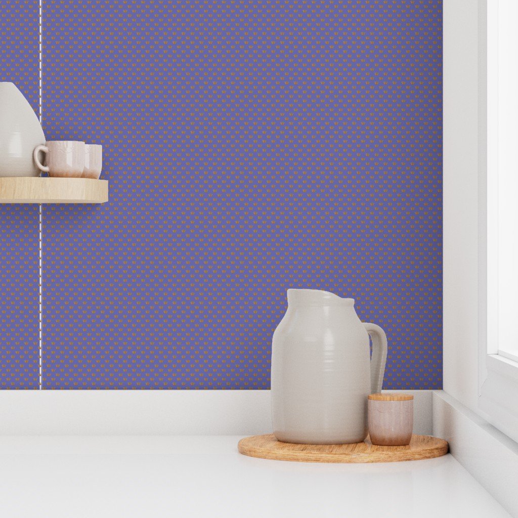 Faux Metallic gold Foil Crowns on Periwinkle Blue Color of the Year Interior Collection Design Collection periwinkle violet wallpaper