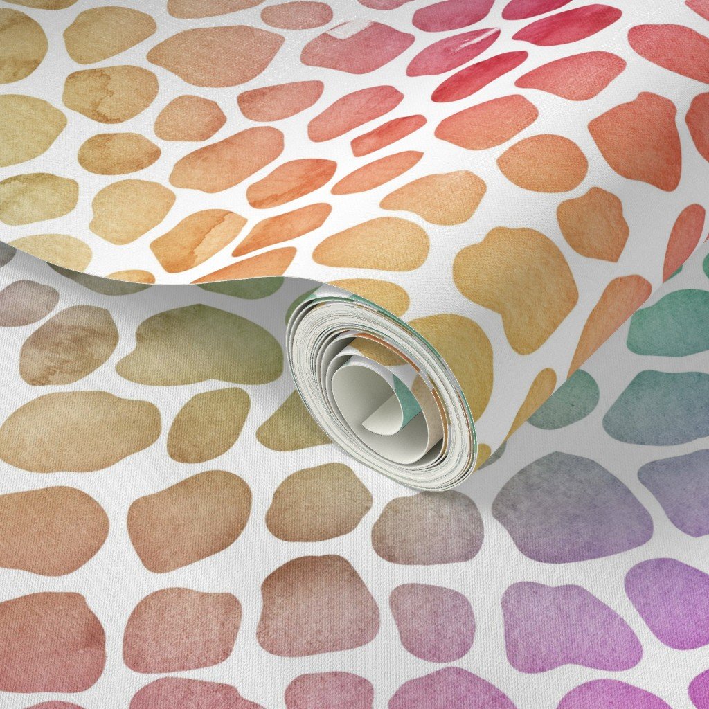 Rainbow Bright Pastel Mosaic Watercolor Spots in Mirror Repeat Decor Collection Home Styling Collection rainbow repeat wallpaper