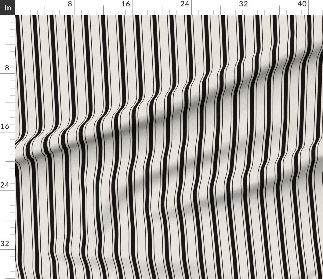 Small Coal Black Antique Vintage Mattress Ticking Stripe on Cream Interior Collection Home Styling Collection black stripes fabric