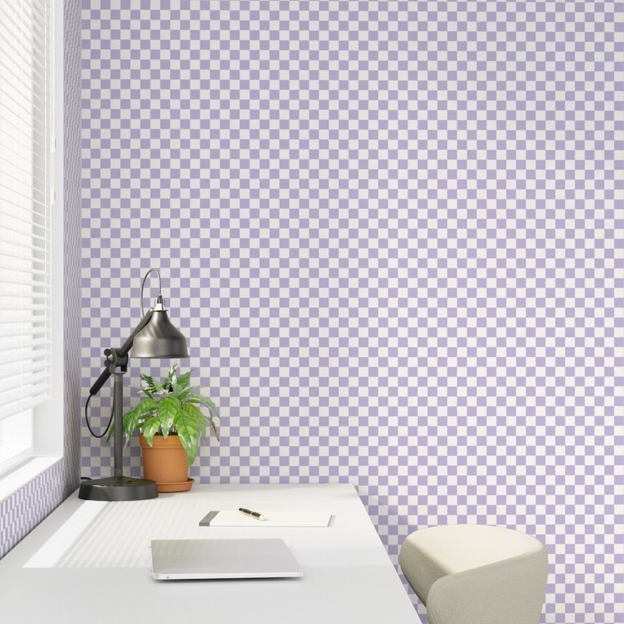 One Inch Checks in Springtime Lavender and White Home Decor Collection Home Styling Collection checked squares wallpaper