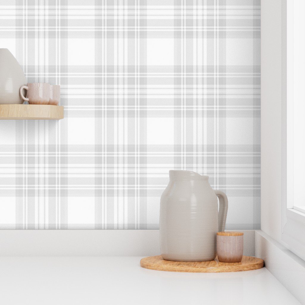 Cloud Grey Pale Airy Large Traditional Tartan Plaid Pattern Home Styling Collection Design Collection airy wallpaper