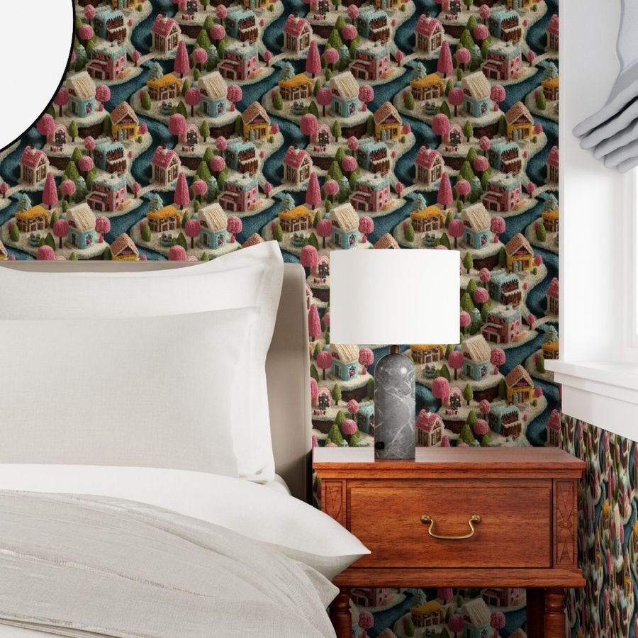 Whimsical Crocheted Christmas Candy Land Village Home Styling Collection Home Decor Collection crochet wallpaper