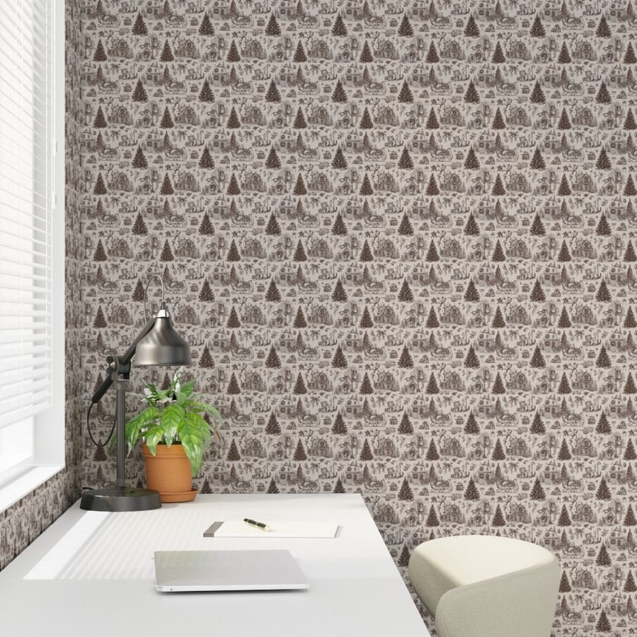 Christmas Cats Toile Chocolate Brown Home Styling Collection Decor Collection cat pattern wallpaper