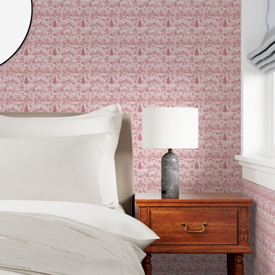 Christmas Dogs Toile Christmas Red Home Decor Collection Decor Collection christmas red wallpaper